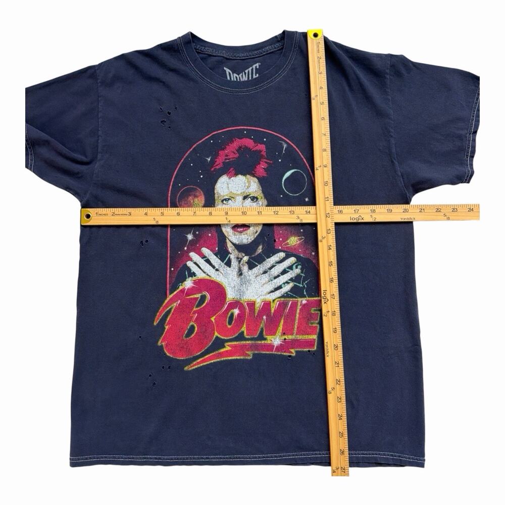 David Bowie T-Shirts Bundle Of 2 Womens Large Black Blue Distressed Casual Rock - Picture 7 of 12